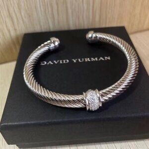 David Yurman Cable Classics Bracelet With Pave Diamond Station